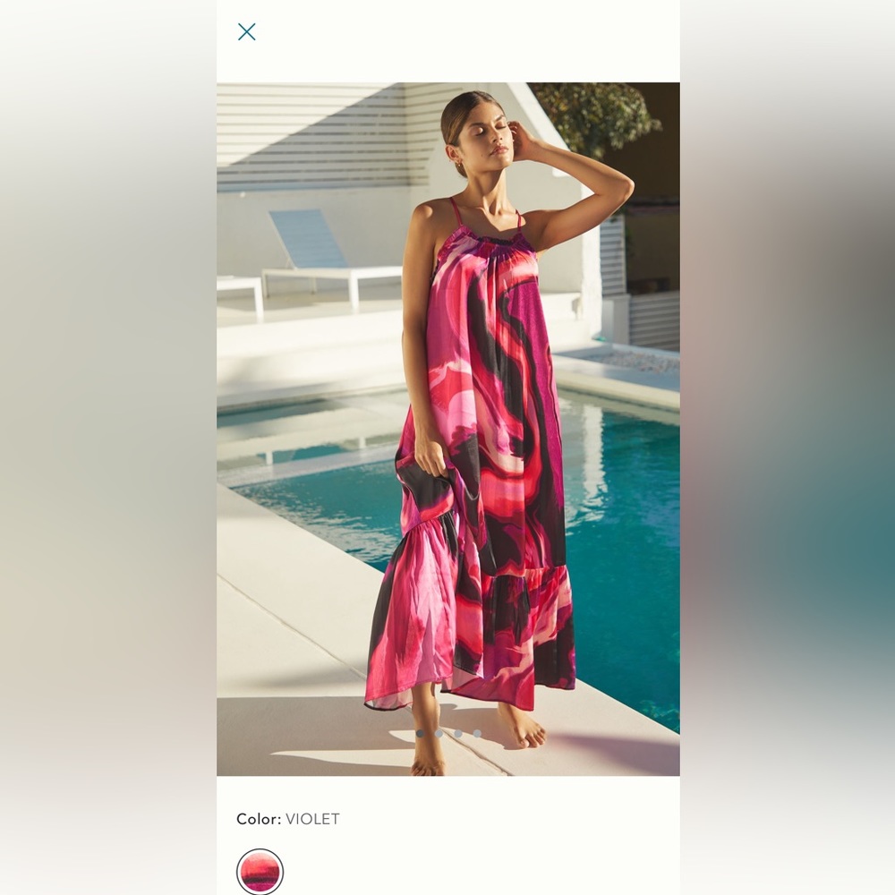 Anthropologie Elegant Pink and Black Maxi Dress